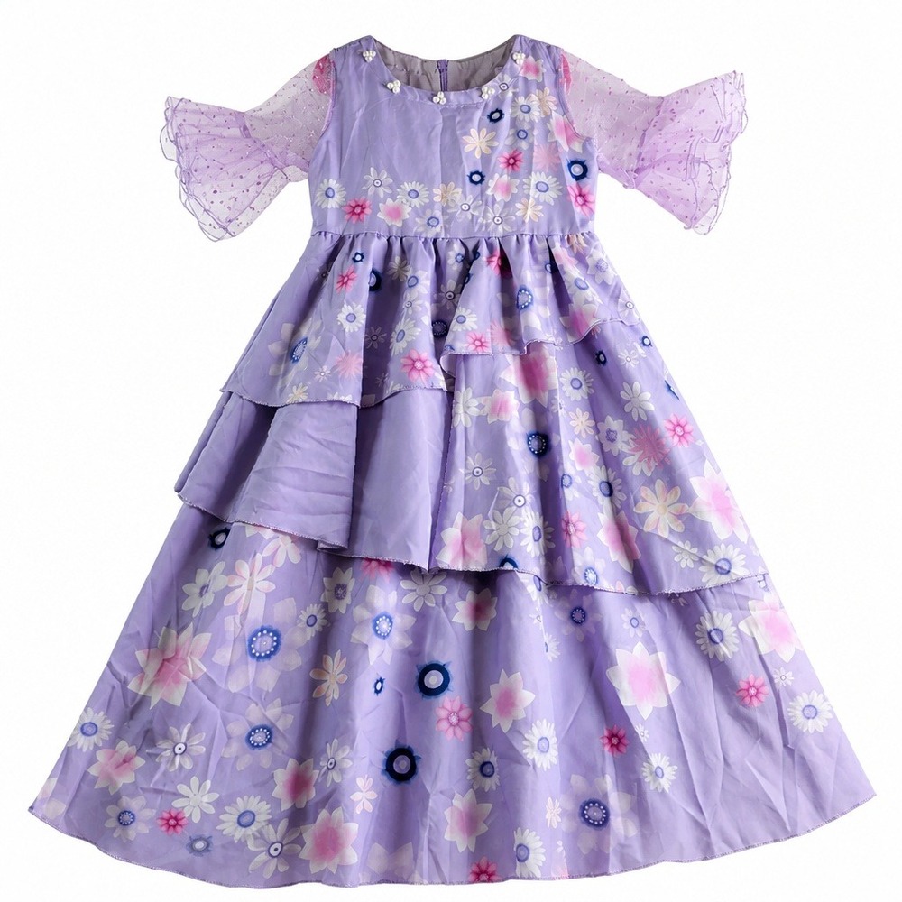 Kids Isabela Madrigal Inspired Floral Tiered Purple Costume Dress Size 10